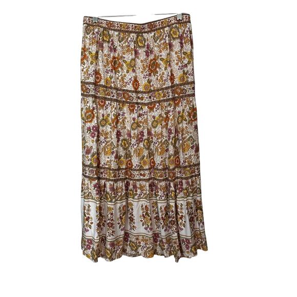 Cupcakes & Cashmere Cottage Prairie Midi Skirt Medium Floral Print Peasant Boho - Picture 1 of 6